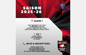 📢 Reprise des entraînements de l'école de rugby le 2 &amp; 3 septembre 